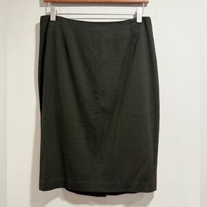 Linda Allard Ellen Tracy Dark Green ish Black Wool Pencil Skirt Size 10